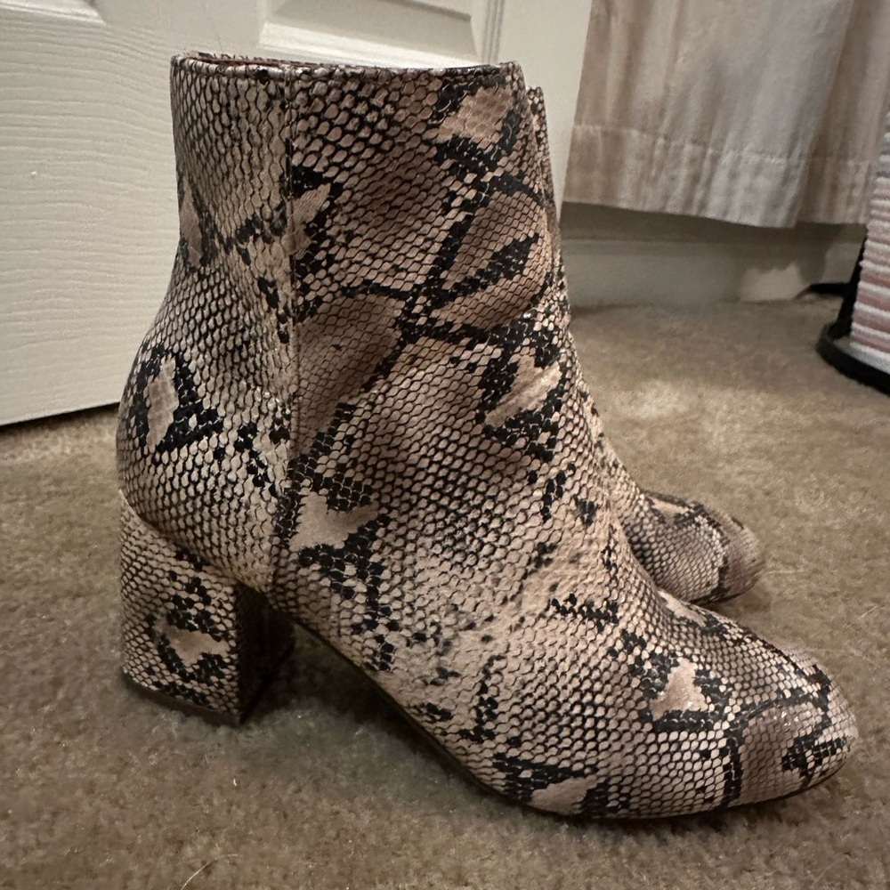 Brown Snake Skin Mini Heeled Booties 7.5  - Bundle and Save! - Picture 4 of 8